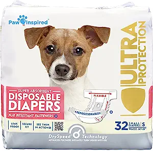 Photo 1 of Paw Inspired Disposable Female Dog Diapers, Small: 14 to 19-in waist, 12 count