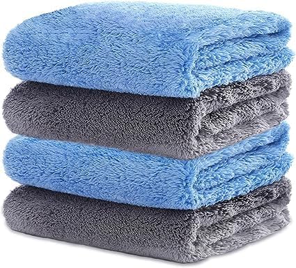 Photo 1 of Microfiber Cleaning Cloth, 4 PCS Microfiber Towel, Absorbent Microfiber Towels for Cars, Super Plush Microfiber Cloth, 450GSM Microfiber Drying Towel for Detailing Buffing Polishing, 15.7In x 15.7In