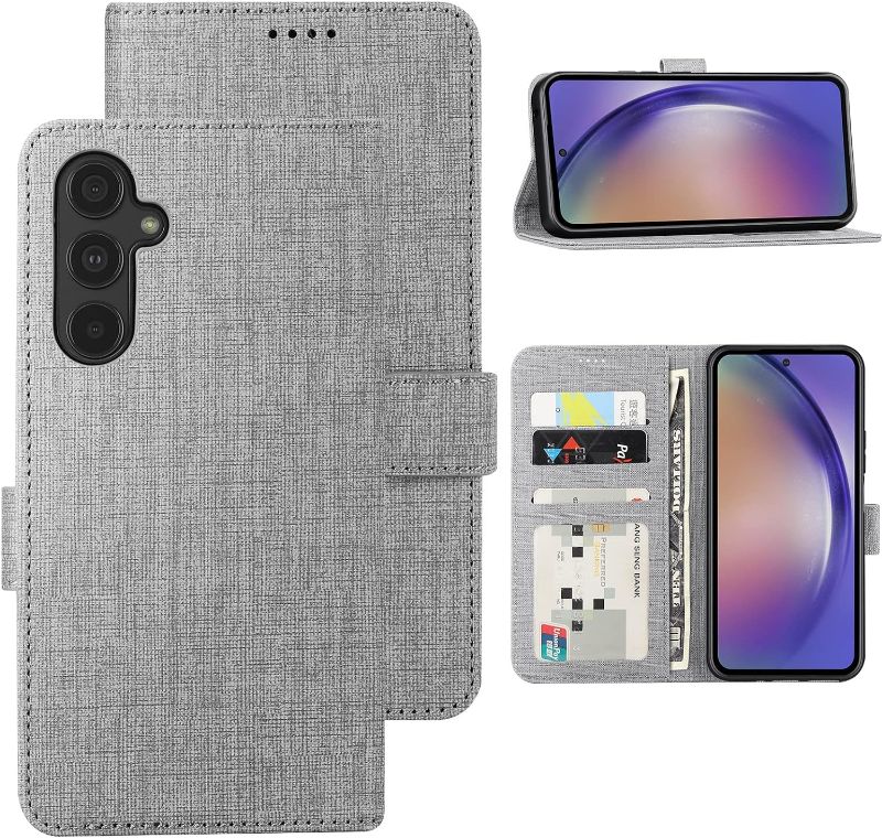 Photo 1 of Foluu for Samsung Galaxy A54 5G Wallet Case, PU Leather Flip Folio with [Shockproof TPU Inner Case], Kickstand Card Slots Ultra Slim Strong Magnetic Closure Cover for Galaxy A54 5G 2023 (Gray)