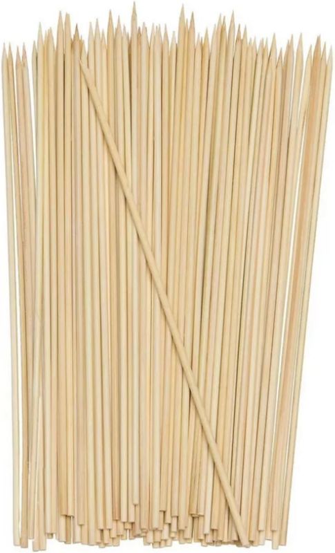 Photo 1 of 100 Pack 12 inch Bamboo Skewers for BBQ, Appetiser, Fruit, Cocktail, Kabob, Chocolate Fountain, Grilling, Barbecue, Kitchen, Crafting & Party, Natural Wooden Stick — ?=4mm, Eco-Friendly Wood Sticks