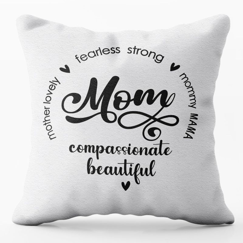 Photo 1 of Mom is Fearless strong compassionate beautiful lovely Mom Phrase Throw Pillow Covers 18x18 inch Mom/Mother Birthday Gifts?Mom Gift from Daughter Son?Sweet Sayings Quote Pillowcase?long distance gifts 