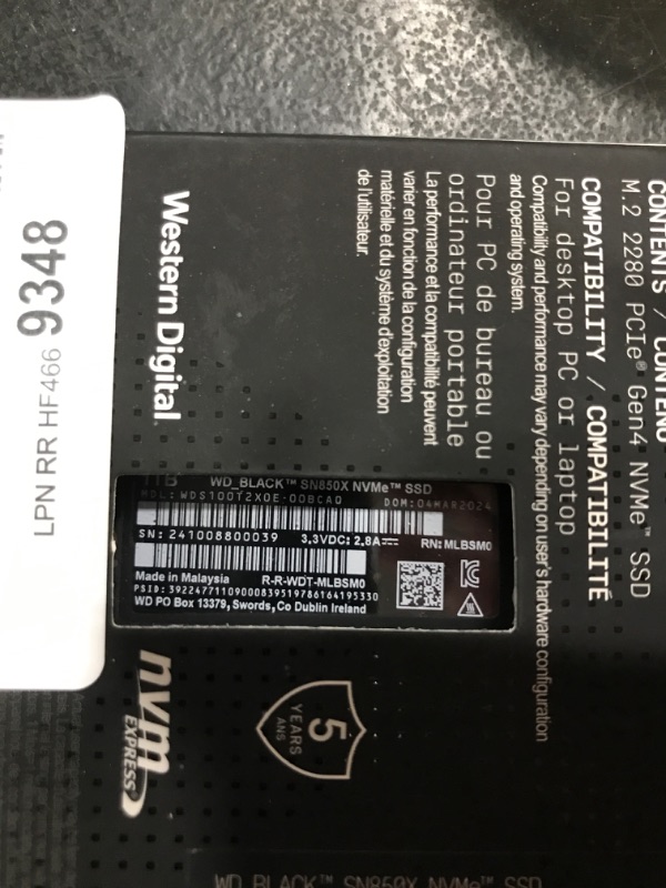 Photo 2 of WD_BLACK 1TB SN850X NVMe Internal Gaming SSD Solid State Drive - Gen4 PCIe, M.2 2280, Up to 7,300 MB/s - WDS100T2X0E SN850X - Up to 7,300 MB/s 1TB