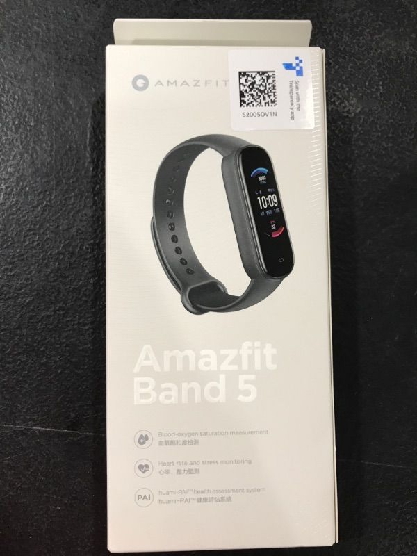 Photo 1 of Amazfit Band 5 Activity Fitness Tracker with Alexa Built-in, 15-Day Battery Life, Blood Oxygen, Heart Rate, Sleep & Stress Monitoring, 5 ATM Water Resistant, Fitness Watch for Men Women Kids, Black Band 5 Midnight Black
