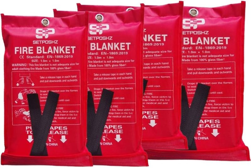 Photo 1 of Emergency Fire Blanket Extinguisher Fire Blankets for Home 40" x 40" Fire Blanket to Smother a Kitchen .Fire Blankets are Simple to use by Pulling Down tabs (Pack 4)
