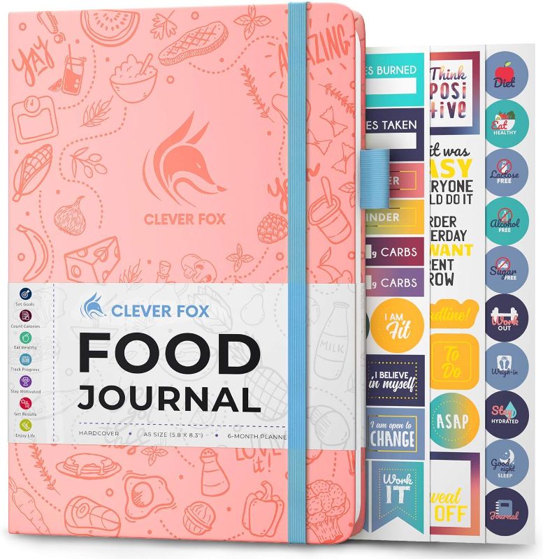 Photo 1 of Clever Fox Food Journal - Daily Food Diary, Meal Planner to Track Calories & Nutrients, Weight Loss Tracker Notebook, A5 (Light Pink) 