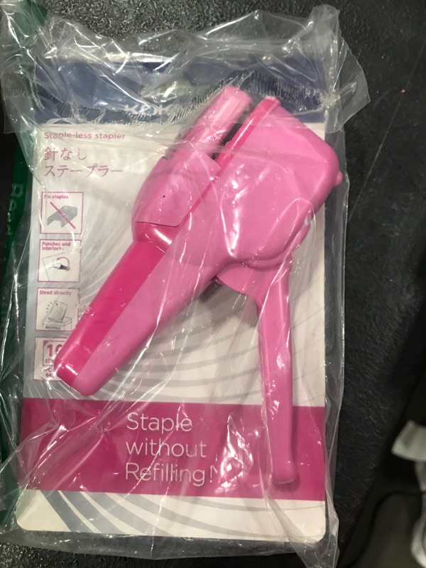 Photo 2 of Kokuyo Harinacs Stapleless Stapler, Up to 10 Sheets 64gsm Copy Paper Binding, Pink, Japan Import (SLN-MSH110P)