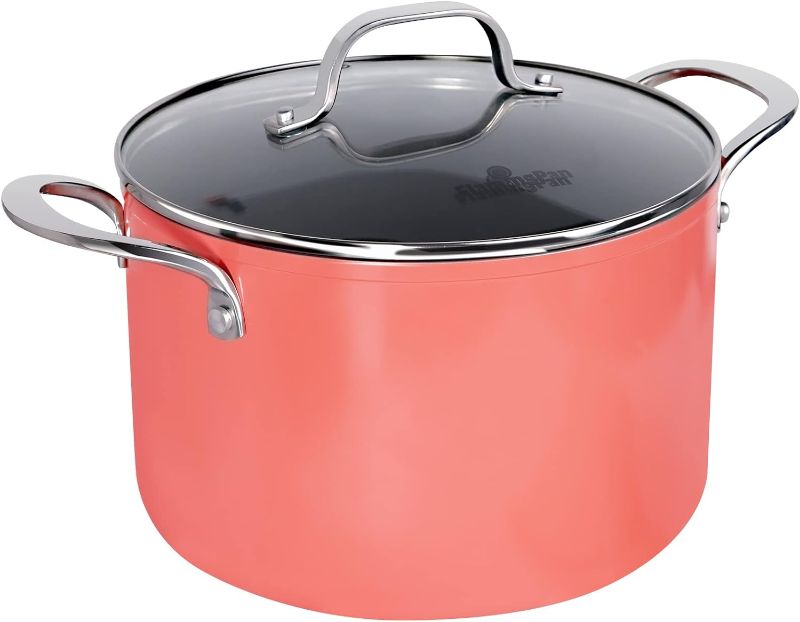 Photo 1 of Flamingpan 5.5 Quart Nonstick Stock Pot, Ceramic CoatingStockpot, Casserole Oven Safe & Easy to Clean,Stock Pot Suitable for Any Cooktop & Dishwasher,Durable for Using, Pot for Kitchen & Dinning 
