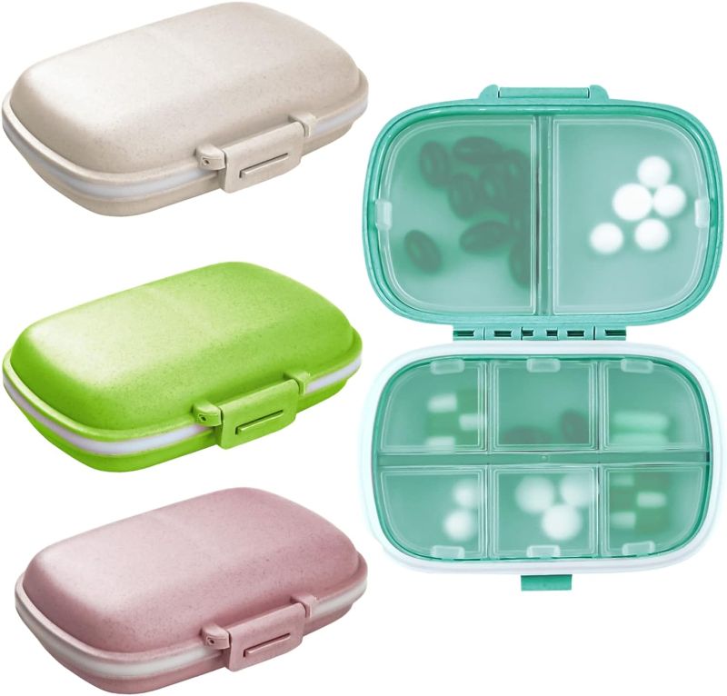 Photo 1 of 4 Pack Pill Organizer with 8 Compartments, Portable Travel Pill Case Medicine Boxes Pill Holders Vitamin Containers for Pocket Purse