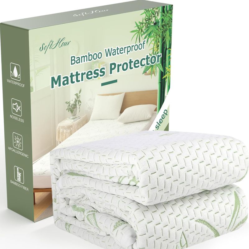 Photo 1 of Waterproof Mattress Protector King Size Bamboo Viscose Cooling and Breathable Mattress Pad Cover, Deep Pocket Fitted Sheet-Up to 21" Hypoallergenic Mattress Protection 3D Air Bed Cover for Cozy Sleep

