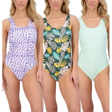 Photo 1 of [Size 2XL] Real Essentials 3 Pack: Women S One Piece Swimsuit Modest Athletic Bathing Suit Adults & Teens