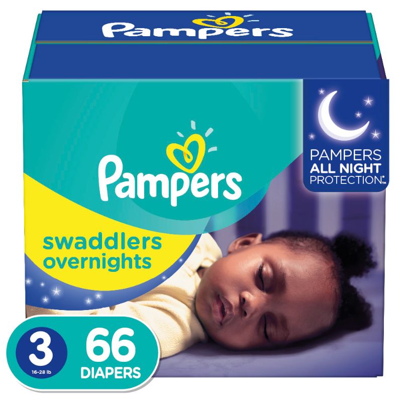 Photo 1 of [Size 3] Pampers Swaddlers Overnights Diapers, 3 (16-28 lb), Super Pack - 66 diapers