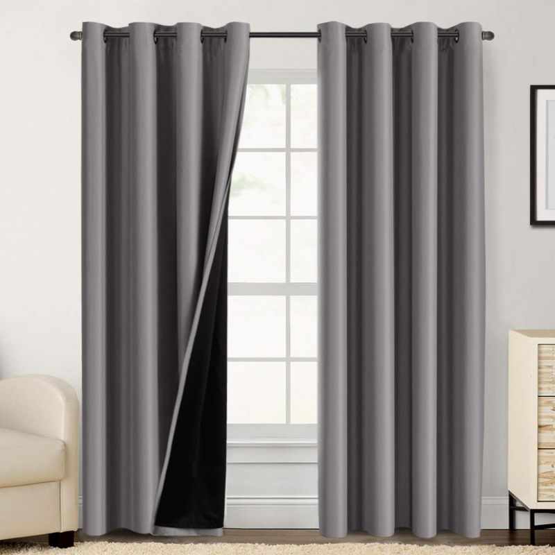 Photo 1 of 100% Blackout Curtains for Bedroom 84 Inches Long Thermal Insulated Lined Curtains for Living Room Double Layer Full Light Blocking Energy Saving Grommet Drapes Draperies, 2 Panels, Grey