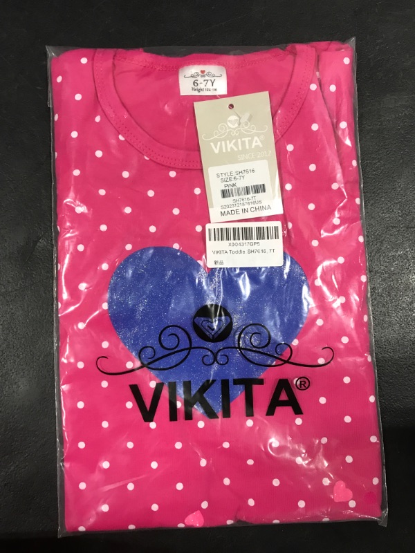 Photo 1 of [Size 6-7yrs] Vikita Girls Casual Dress- Pink Polka Dots and Hearts