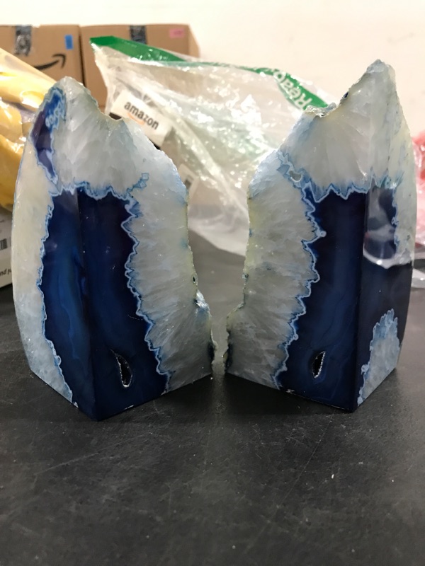 Photo 2 of Pair Of Blue (agate) Geode Book Ends
