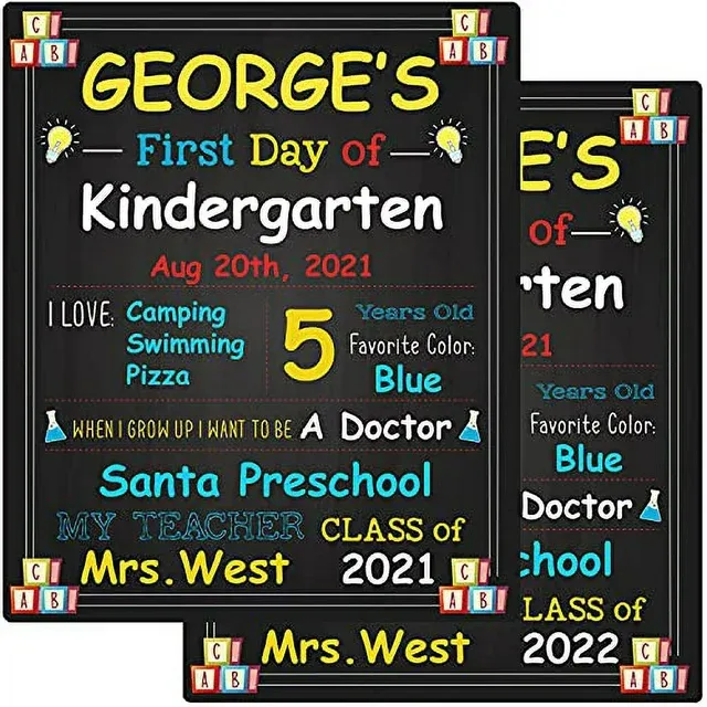 Photo 1 of Gloween First Day of School Board Sign - 10 x 12 inch First & Last Day of School Chalkboard - 1st Day Back to School Sign Photo Prop for Kids Boys Girls - Erasable and Reusable