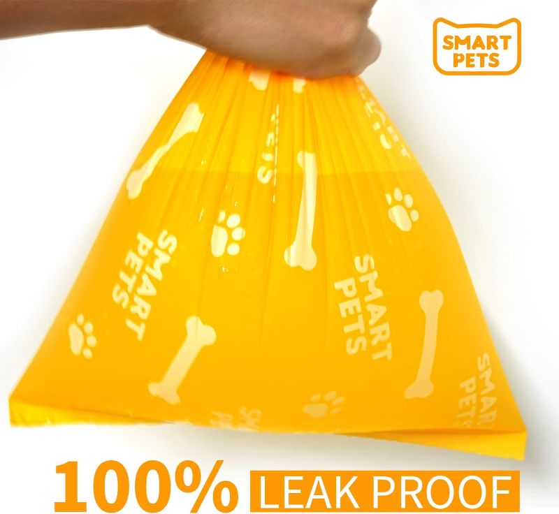 Photo 1 of 100% Certified Home Compostable Dog Poop Bags - EN 13432 Compliant Dog Waste Bags -105 Bags- 7 x Rolls of Plant Based Compostable Poop Bags -Includes A Dispenser-Thick Doggie Poop Bags?Orange?
