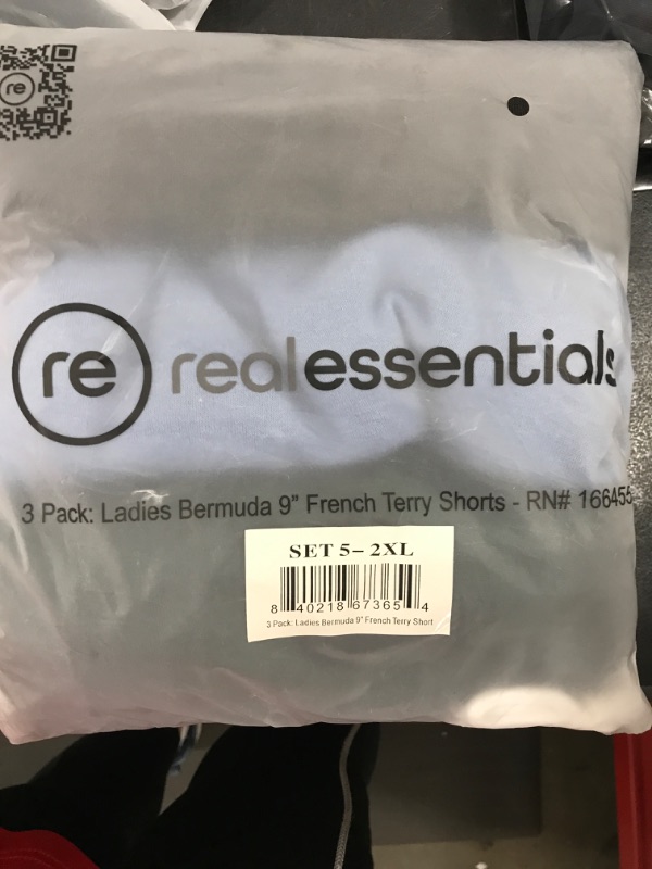 Photo 2 of [Size 2XL] Real Essentials 3 Pack: Womens Cotton French Terry 9" Bermuda Short Pockets-Casual Lounge Athletic (Available in Plus) Regular Fit XX-Large 9" Inch Set 5