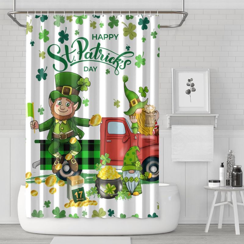 Photo 1 of  St. Patricks Day Shower Curtain Waterproof Saint Patrick's Day Decor Bathroom Green Shower Curtains 72x72 inch 