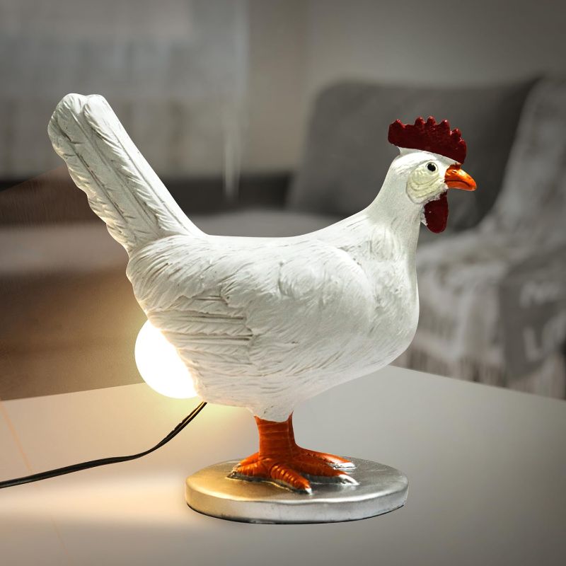 Photo 1 of Chicken Egg Lamp,3D Chicken Lamp with Egg in Butt,Fun LED Egg Night Light, Bronze Resin, Warm Light Chicken Table Lamp, Easter Christmas Birthday Gift for Friends
