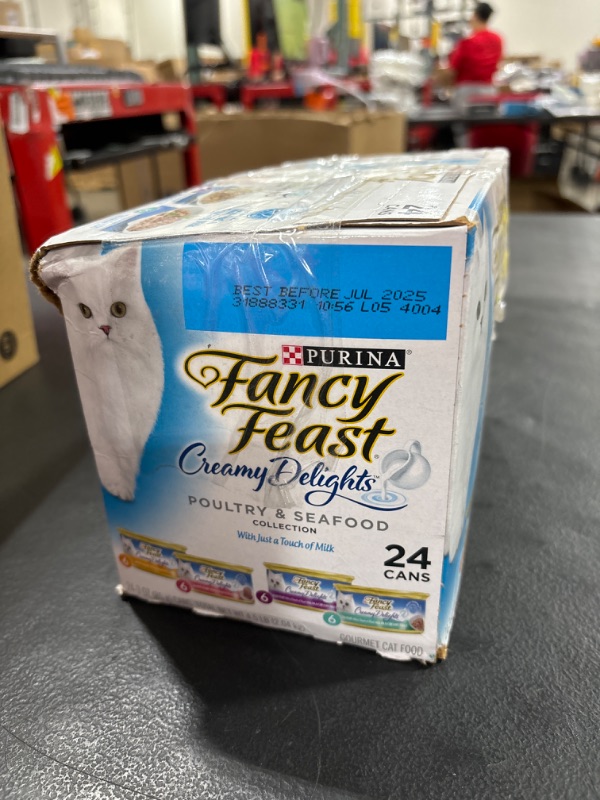 Photo 2 of Purina Fancy Feast Wet Cat Food Variety Pack, Creamy Delights Poultry & Seafood Collection - 3 oz. - 24 Cans (1 Pack) bb 07/2025