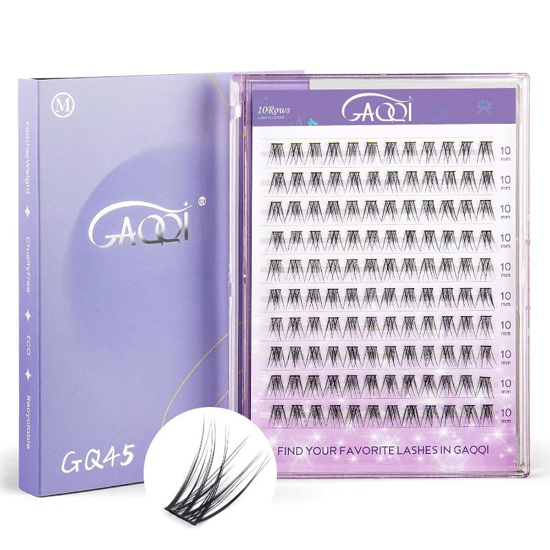 Photo 1 of GAQQI Lash Clusters, GQ45 Individual Lashes D Curl, DIY Lash Extension 10mm Only False Eyelash Clusters 120PCS, Natural & Wispy Lash Wisps (GQ45,D Curl,10mm)
