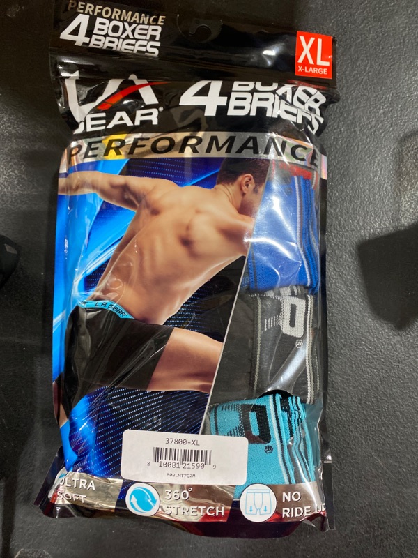 Photo 2 of XL- LA Gear Mens Athletic Underwear, 4-Pack Performance Plus Boxer Briefs, Dry Fit Pouch Support Underpants, Multicolor