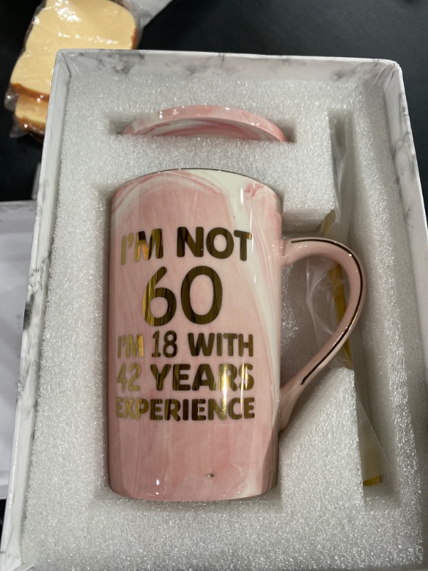 Photo 2 of 60th Birthday Gifts for Women, I’m Not 60 I’m 18 with 42 Years Experience Mug, 60th Anniversaries Gifts 60th Gifts Idea for Women Turning 60 Wife Mom Grandma Friend 14 Ounce