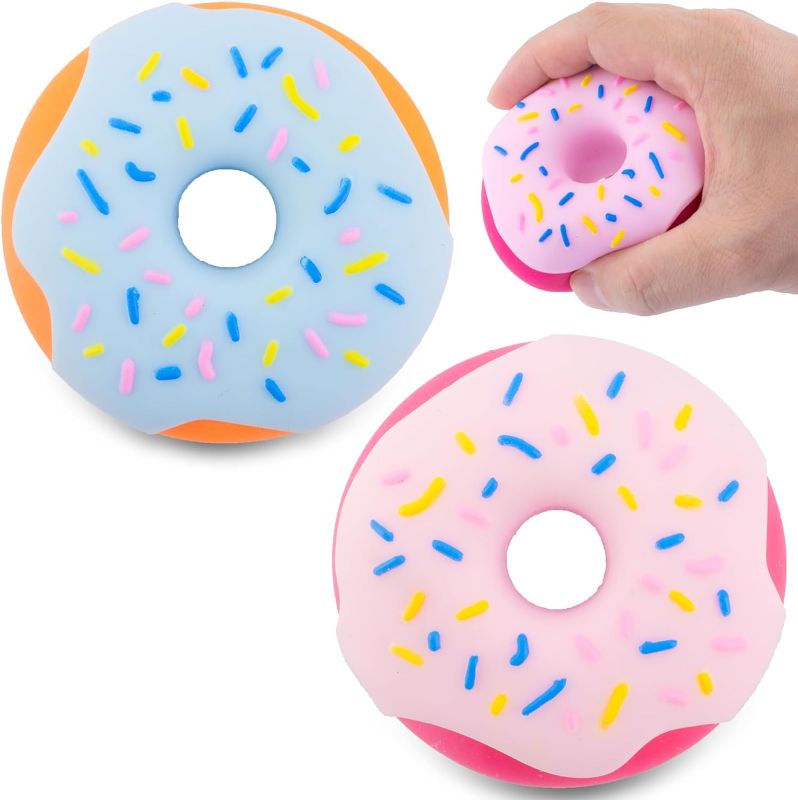 Photo 1 of 2PCS Rainbow Donut Squishy Toy, Stress Relief, Fun, and Cute Plaything Perfect for Birthday Gift and Decoration, Soft Squishy Party Favors for Kids Stress Relief Christmas Stocking Stuffers