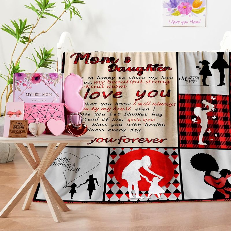 Photo 1 of Inneroam Gifts for Mom, Mothers Birthday Gifts Blanket 50 * 60 inch Basket for Mom Self Care Women Gift Box to My Mom from Daughter Son Includes Bracelets Eye Mask Makeup Bag Mirror Jewelry Plate 