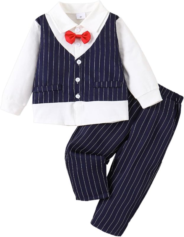 Photo 1 of 3YEARS-PATPAT Baby Boys Gentleman Bowtie Formal Outfit Suits Tuxedo Vest Wedding Party Baptism Suit