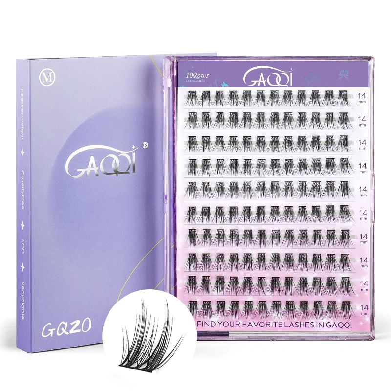 Photo 1 of GAQQI Lash Clusters, GQ20 Individual Lashes 120pcs C Curl, DIY Lash Extension 14mm Length Only False Eyelash Clusters, Fluffy Natural Lash Wisps (GQ20,C Curl,14mm) 