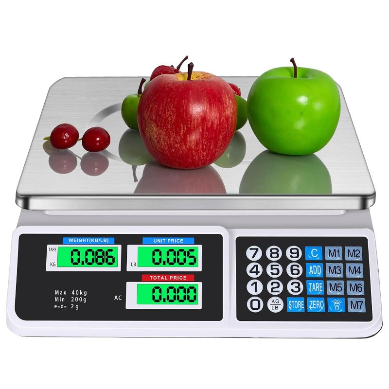 Photo 1 of CHENDY 88lb/40kg Digital Commercial Price Scale, Price Computing Scale, Commercial Scale for Food with Dual LCD Display for Farmers Market, Retail Outlets, Meat Shop, Deli 