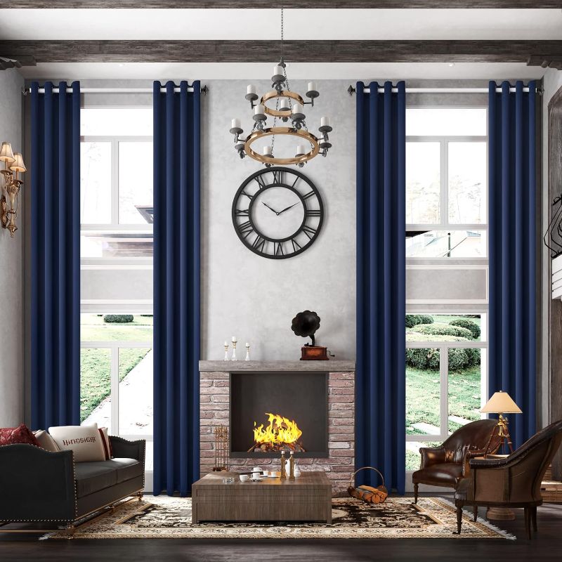 Photo 1 of MAIHER Blackout 2 Story Curtain Extra Long, 17ft Length Sunblock Fade Resistant Drape for High Ceiling, Living Room, 1 Panel (Navy Blue, 50" W x 204" L)
