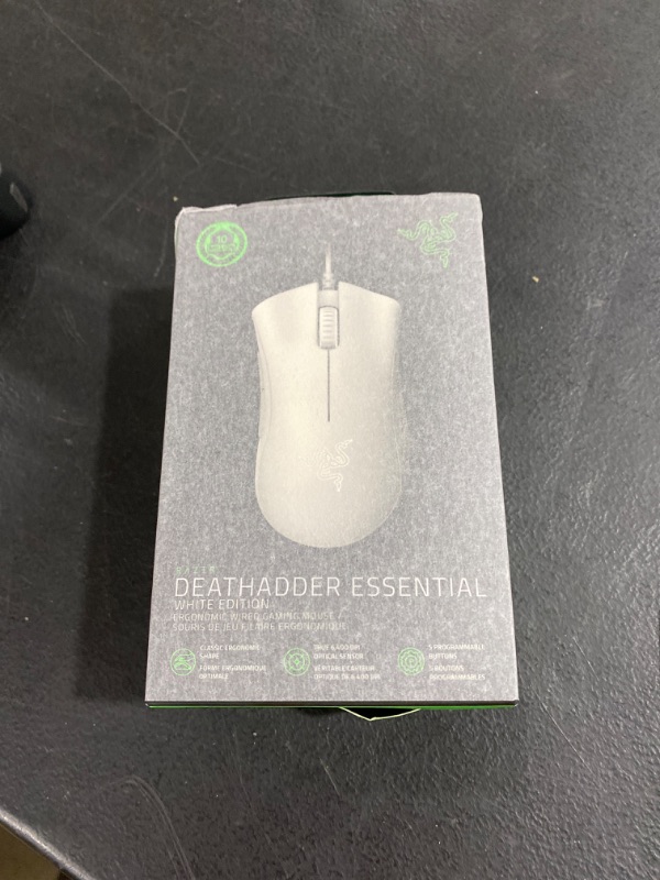Photo 2 of Razer DeathAdder Essential Gaming Mouse: 6400 DPI Optical Sensor - Mercury White + Razer Mouse Grip Tape - Anti-Slip Grip Tape - Self-Adhesive Design