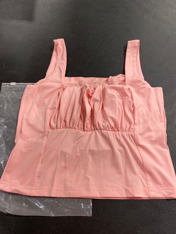 Photo 2 of LARGE, PINK- TOB Women's Sexy Summer Basic Sleeveless Stretch Outfit Crop Tank Top