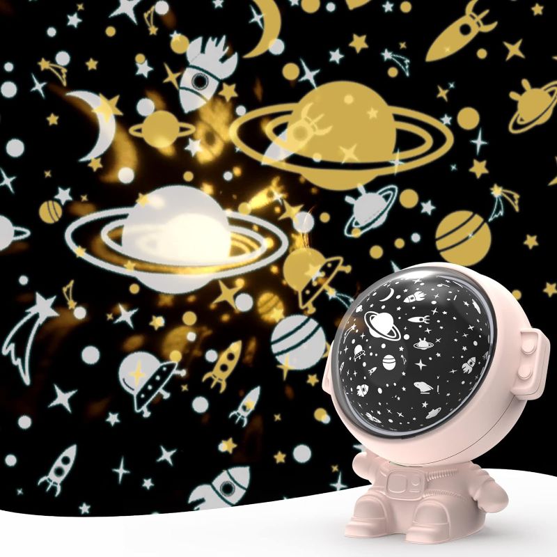 Photo 1 of GoLine Valentines Girl Gifts, Astronaut Star Projector Night Light for Kids, Nightlight for Nursery Kid Toddlers Sister, Room Decor Moon Projector Christmas Easter for Girls
