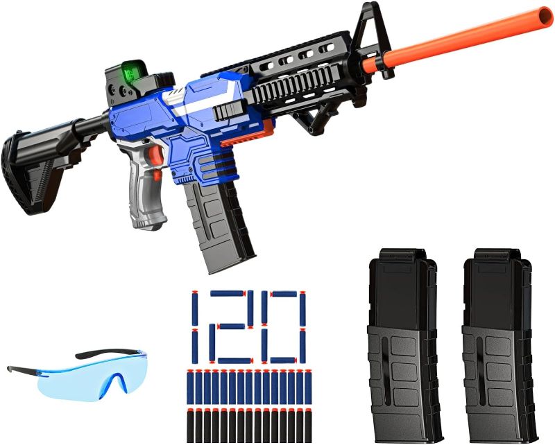 Photo 1 of Romker Toy  Automatic Sniper Rifle for Nerf Guns Bullets -3 Modes Burst Electric Toy Foam Blaster with 120 Darts, 2 Magazines, Toys for 8-12 Year Old Boys Adults, Birthday Xmas Gift for Kids Age 8+