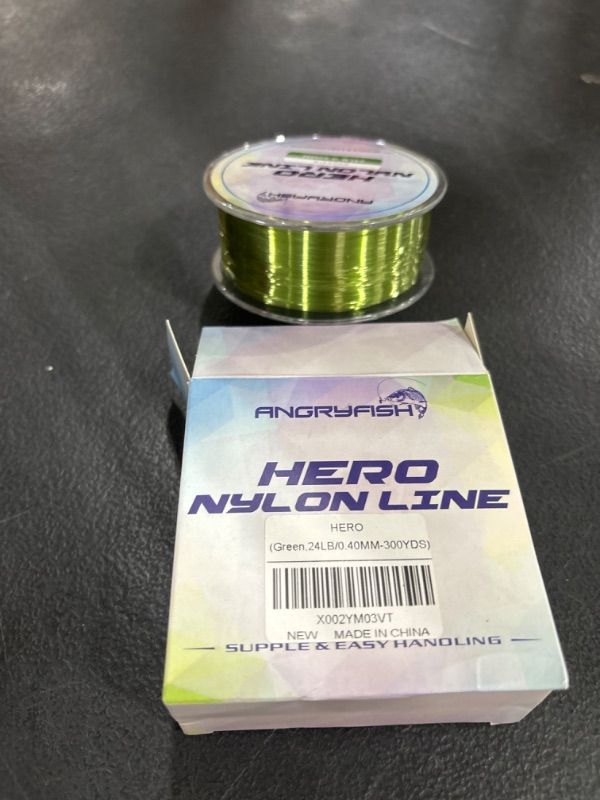 Photo 2 of 2 PACK ANGRYFISH Hero Nylon Line - Strong and Abrasion Resistant Monofilament Fishing Line - Low Memory and Stretch - Mono Fishing Line 2-31LB GREEN19LB/0.37MM-300YDS