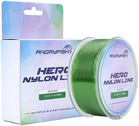 Photo 1 of 2 PACK ANGRYFISH Hero Nylon Line - Strong and Abrasion Resistant Monofilament Fishing Line - Low Memory and Stretch - Mono Fishing Line 2-31LB GREEN19LB/0.37MM-300YDS