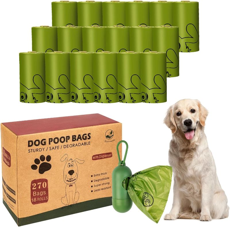 Photo 1 of 270 Count Dog Waste Bags with Dispenser Leak Proof Extra Thick for Walking, Leash Training & Travel Multicolor