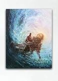 Photo 1 of Hand of Jesus Under Water Teal Blue Print on Canvas Wall Art for Christian Wall Decor Bedroom Living Room Christian Pictures Wooden Framed Ready to Hang (18 x 24 inch)