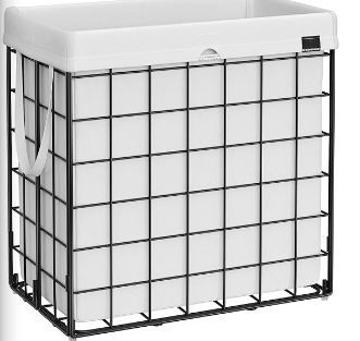 Photo 1 of Laundry Hamper, 29 Gal (110L) Laundry Basket, Collapsible Clothes Hamper, Removable and Washable Liner, Metal Wire Frame, for Bedroom Bathroom, Black and White ULCB111W01