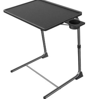 Photo 1 of Adjustable TV Tray Table - TV Dinner Tray on Bed & Sofa, Comfortable Folding Table with 6 Height & 3 Tilt Angle Adjustments (Black)