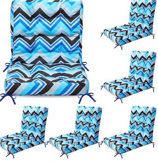 Photo 1 of Hoteam 6 Set Patio Chair Cushions Outdoor High Chair Cushion Waterproof Patio Seat Cushions Rocking Chair Cushion Indoor Outdoor Thickened Patio Chair Pad(Dark Blue, Geometric Pattern) 