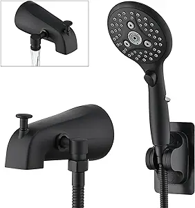 Photo 1 of PROOX All Metal Tub Spout with Diverter Matte Black, 6 Settings Hand held Shower with ON/OFF Pause Switch, Bathtub Faucet with Sprayer 