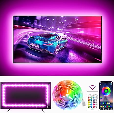 Photo 1 of GIPOYENT TV Light Strip, Music Sync LED TV Backlight, for 32-50 Inch TV, LED TV Light with Bluetooth Function - RGB Color Changing Light Strip for Home Theater (9.8t)
