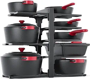 Photo 1 of Limited-time deal: MUDEELA 8-Tier Heavy Duty Adjustable Pan Organizer Rack for Kitchen Cabinet Storage and Organization