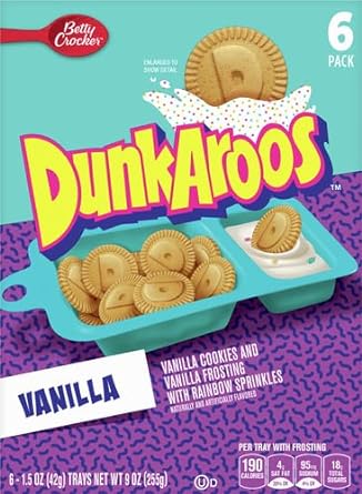 Photo 1 of Dunkaroos Vanilla Cookies and Vanilla Frosting with Rainbow Sprinkles, 6 ct /6PACKS 
