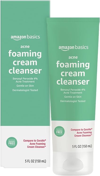 Photo 1 of Amazon Basics Acne Cream Cleanser with 4% Benzoyl Peroxide, 5 Fluid Ounces, 1-Pack
