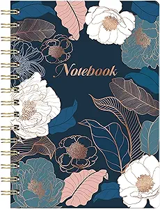 Photo 1 of Spiral Journal/Notebook - Lined Journal with Back Pocket and Hardcover, 8.5" x 6.4", College Ruled Notebook/Journal, Premium Thick Paper, Strong Twin-Wire Binding, Perfect for School, Office & Home - Black